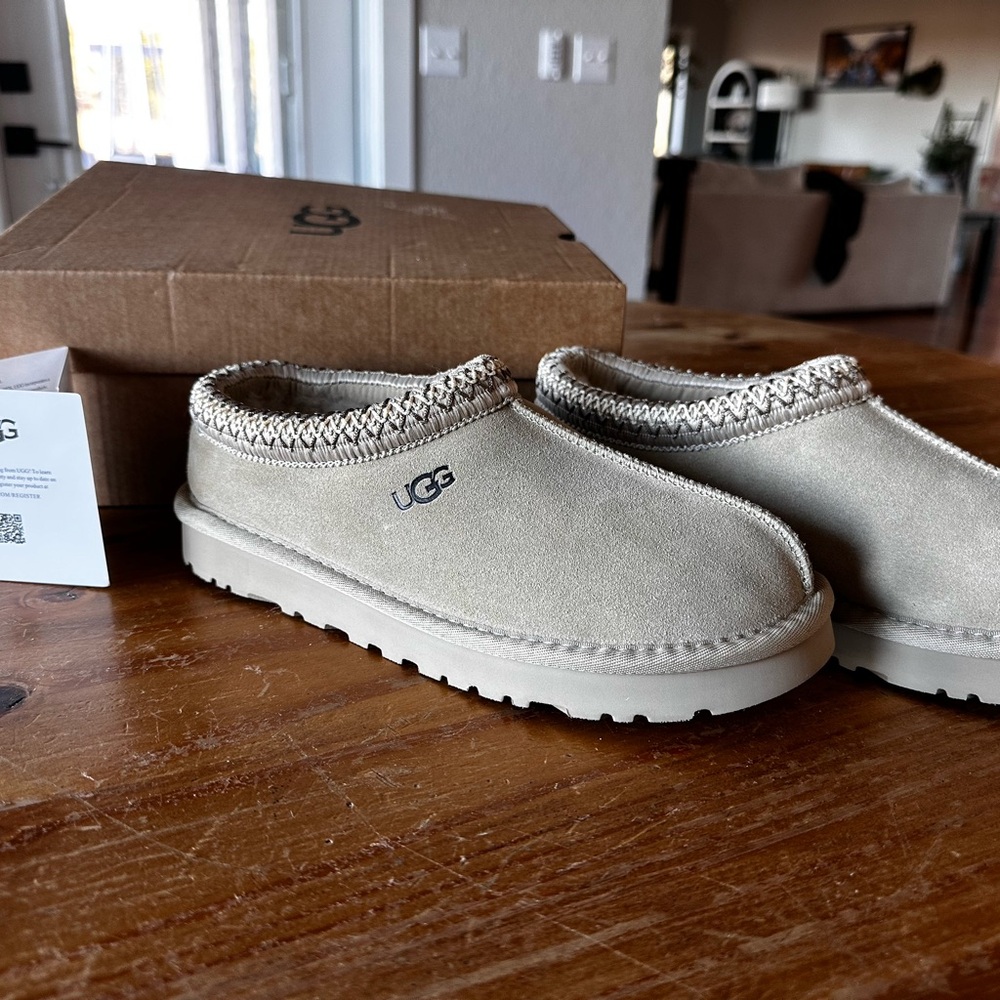 Authentic UGG sand colored Tasman slippers